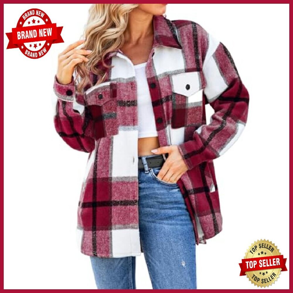 Soft Flannel Shacket Jacket Button Down Plaid Lon… - image 2